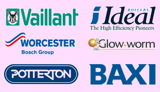 a mixed log of vaillant ideal worcester bosh glowworm potterton and baxi boiler logo
