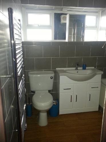 Basin unit & W,C newly tiled